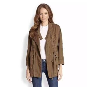 Current Elliott Utility Jacket Size S Brown Military Parka Oversized Cinched